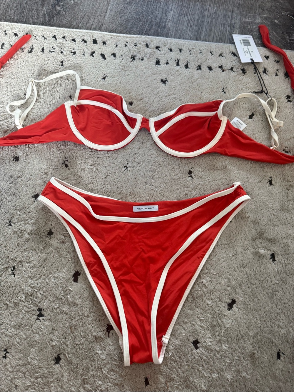 NTW WeWoreWhat Red Full Coverage Underwire Bikini Top & Classic Scoop Bottom